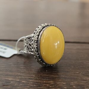 Genuine Yellow Jasper Sterling Silver Ring